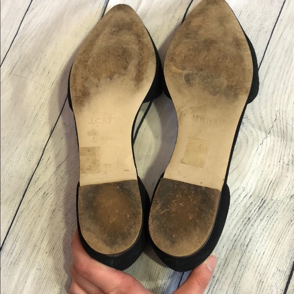 J. Crew Suede Fringe Bow D'Orsay Black Flats - Picture 6 of 7